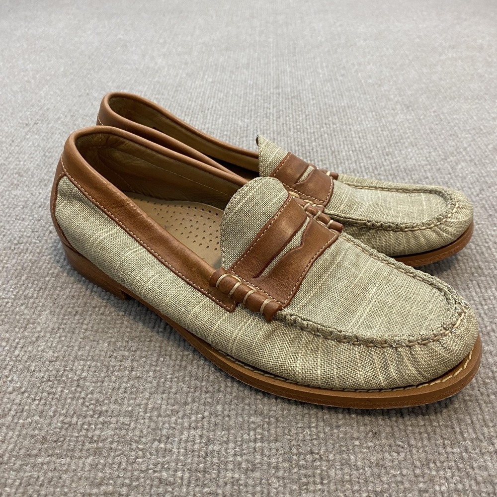 Johnston & Murphy Shoes Mens Size 8.5 M Beige Penny Loafers Slip On 59-10816